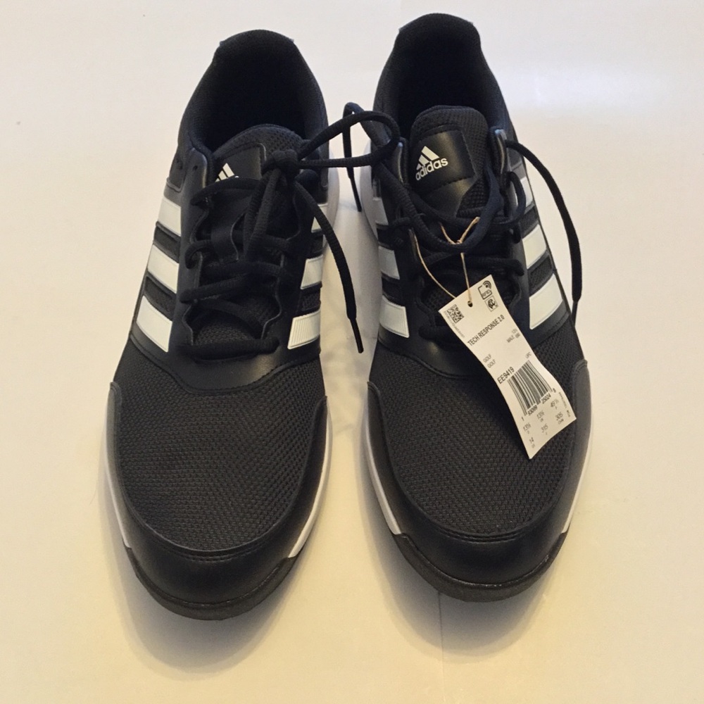 Adidas Men’s Black Athletic Sneakers with White Stripes